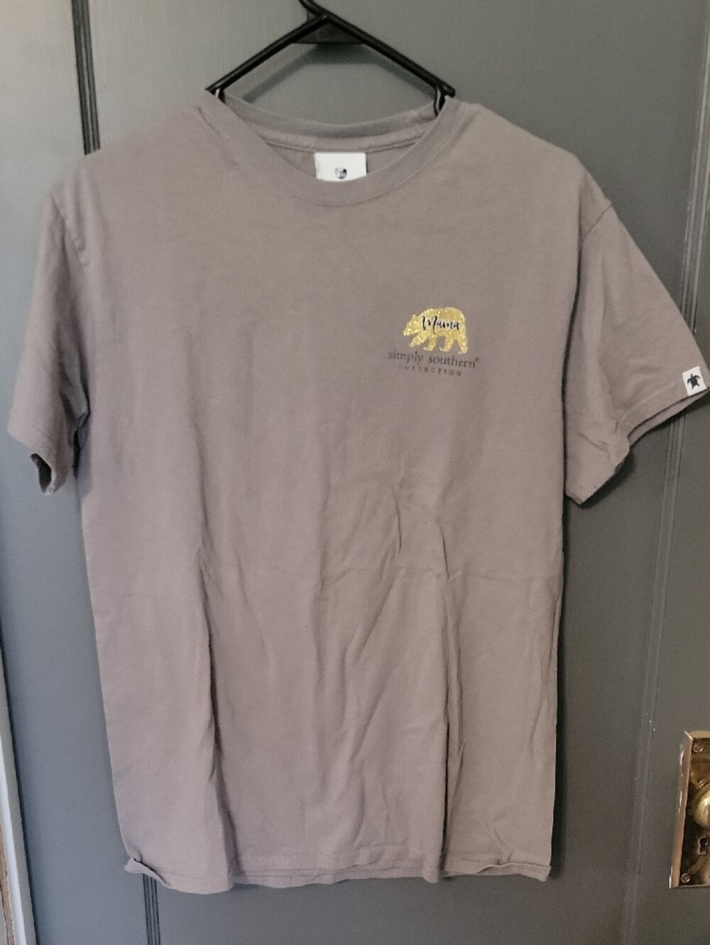 Simply Southern Gray Short-Sleeve Tee with Camo Gold Bear - Picture 2 of 6